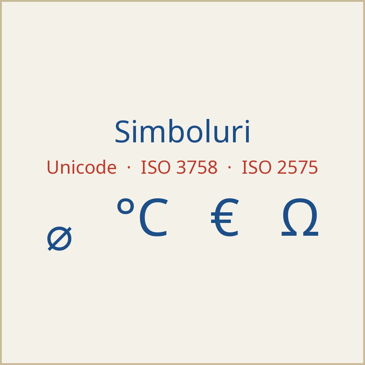 Simboluri, standarde și caractere din dicționar