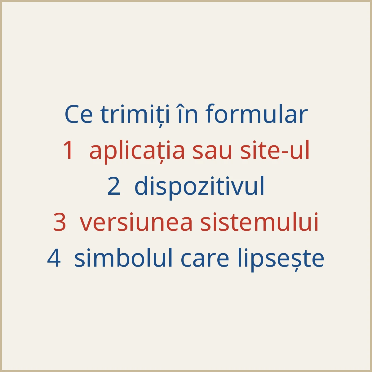 Lista datelor cerute când vezi un pătrat în loc de simbol